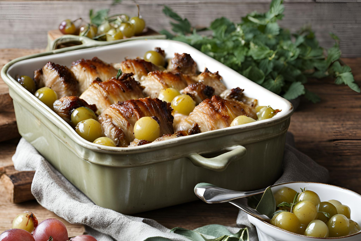 Lachsbraten mit Stachelbeeren und Salbei