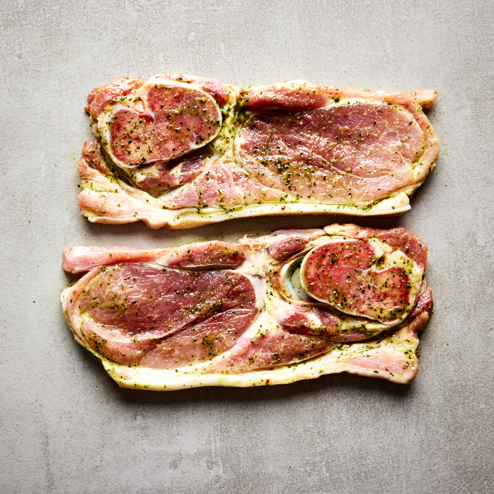 Bio Holzfällersteaks vom Schwein - mariniert